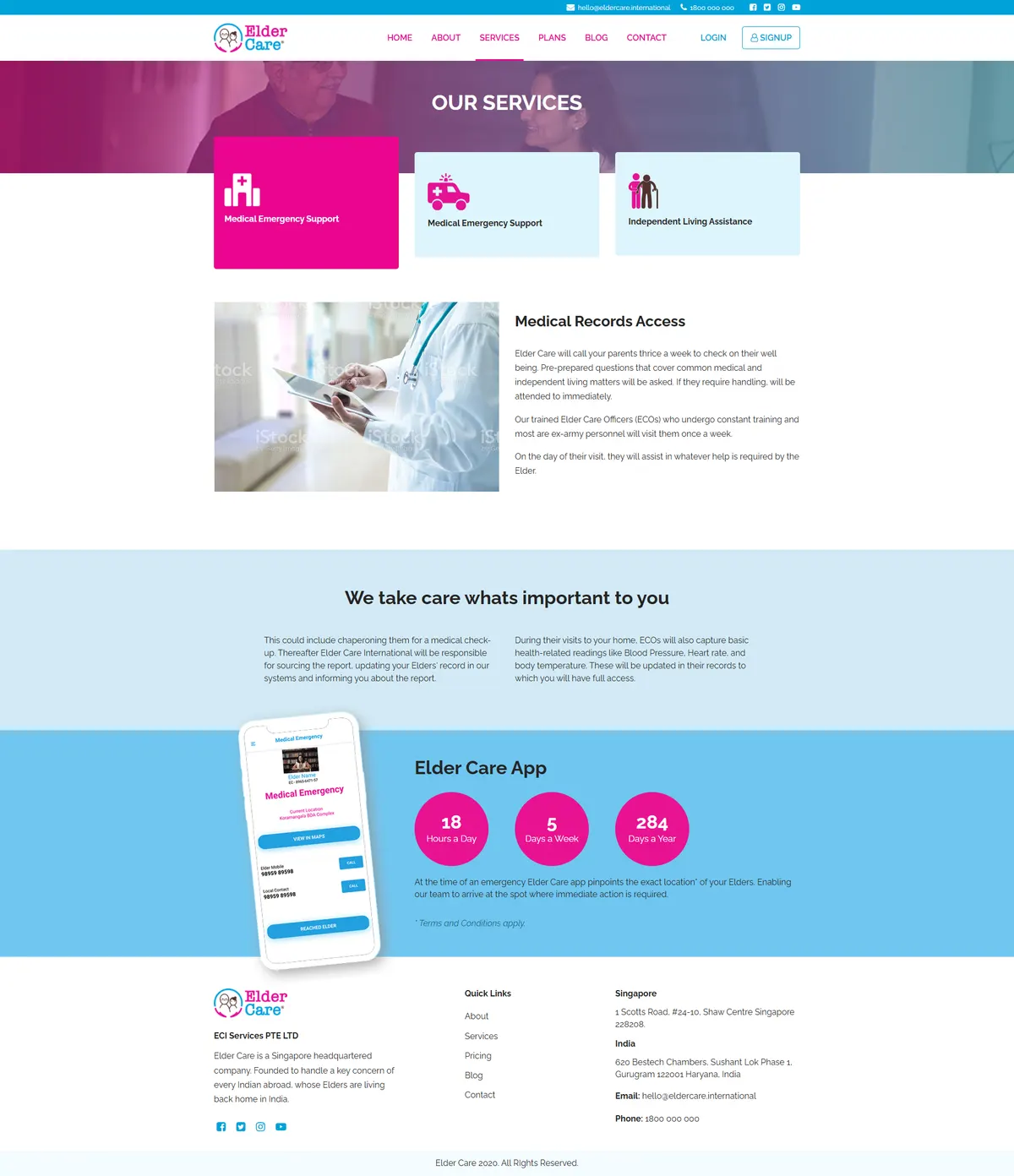 The Elder Care services page