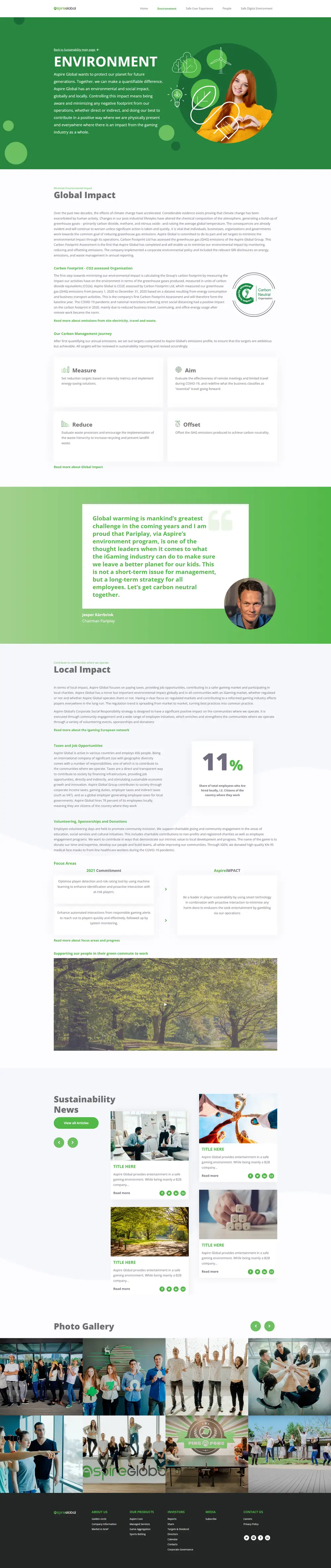 The Spire Global environment focus-area page