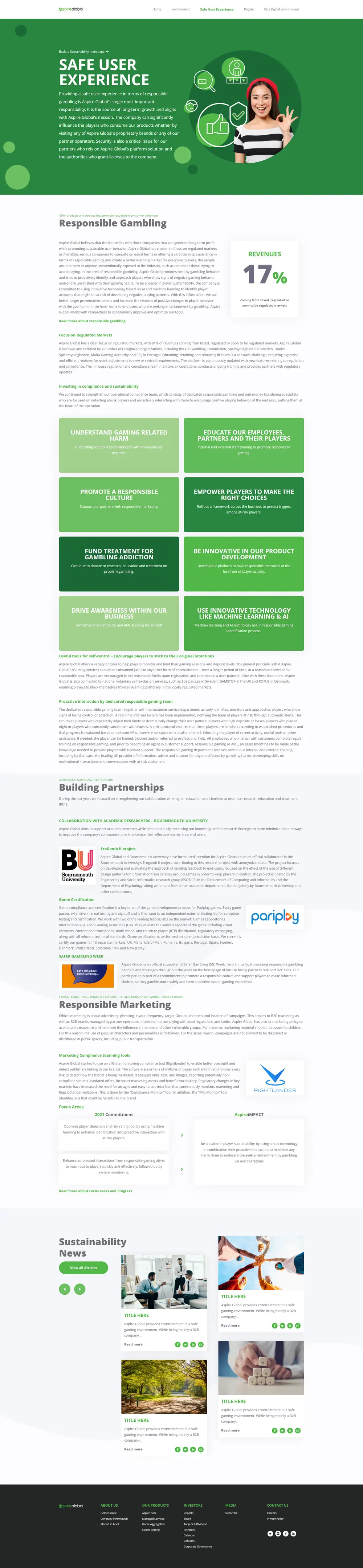 The Spire Global user-experience focus-area page